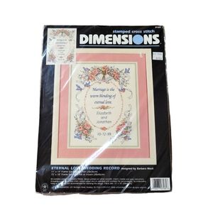 New Dimensions stamped cross stitch Eternal Love Wedding Record